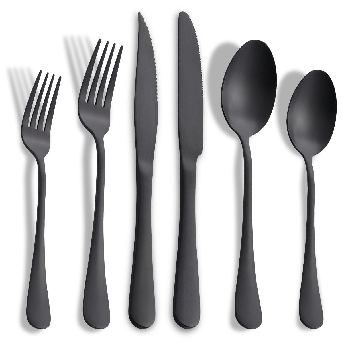 Joincook 36-Pieces Matte Black Silverware Set with Steak Knives,Stainless Steel Flatware Set for 6,Modern Cutlery Utensils Set,Spoons and Forks Set for Restaurant,Dishwasher Safe