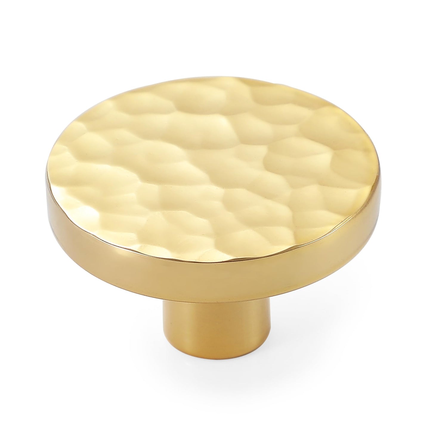 KOPPALIVE 5-Pack Modern Gold Cabinet Knobs, Hammered Solid Brass Drawer Knobs, Round Dresser Drawer Pulls and Handles, Kitchen Cabinet Hardware, Diameter 1-3/16 Inch