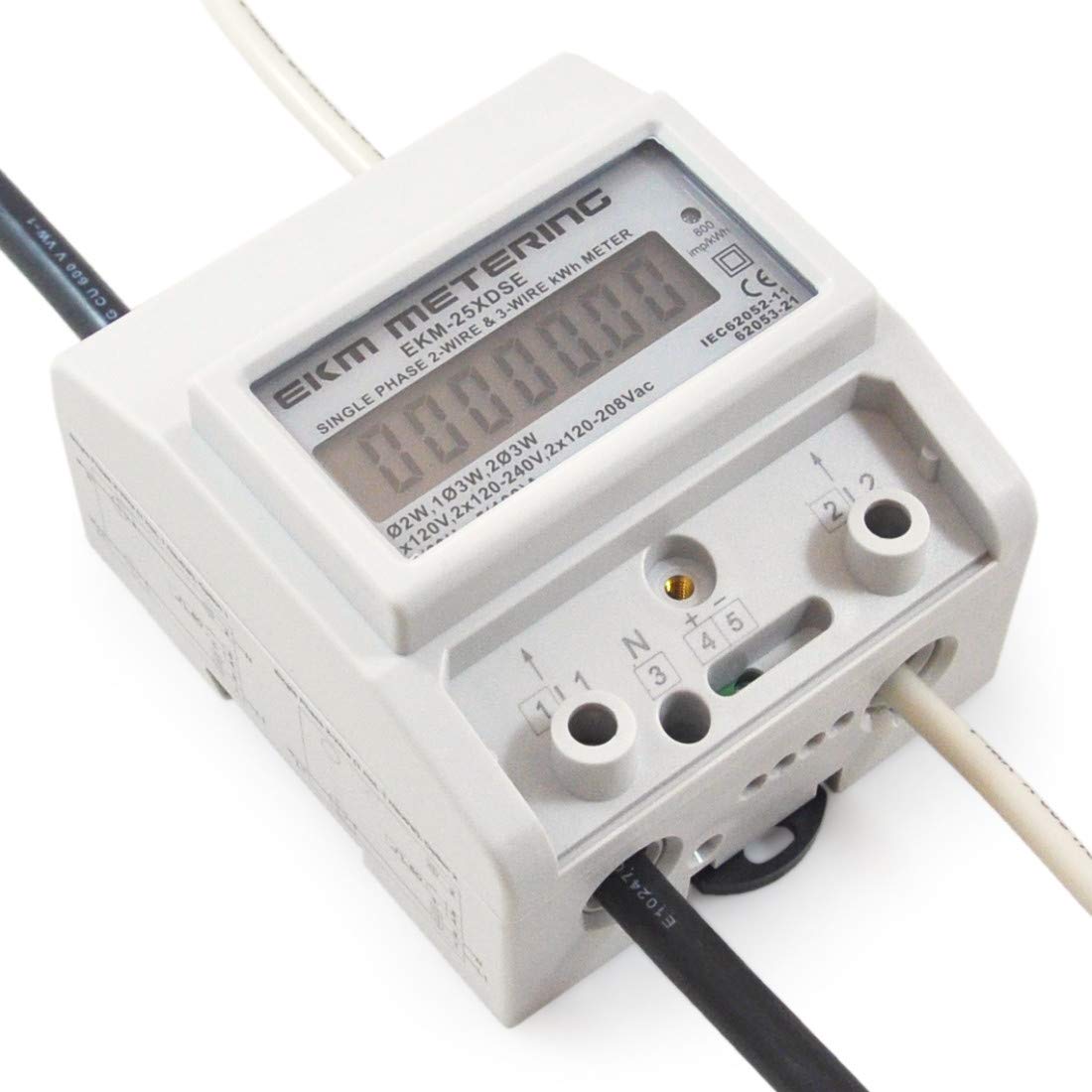 EKM Metering Single Phase kWh Meter, Pass-Through, 2 or 3-Wire, 120V up to 120/240V, 100A, 60Hz
