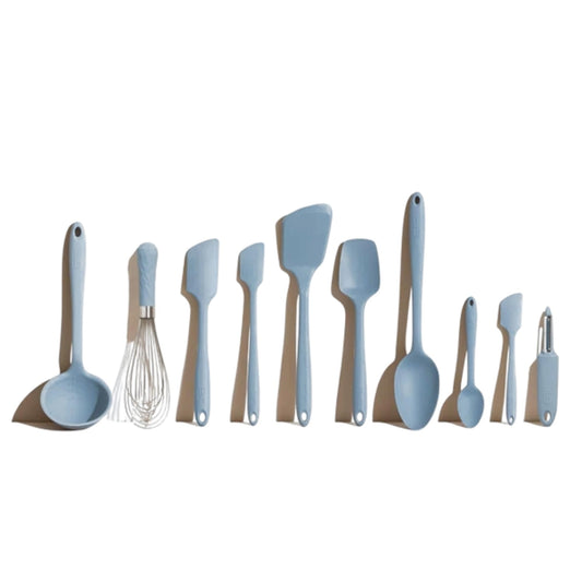 GIR: Get It Right 10-Piece Spatula Set & Silicone Utensils for Kitchen - Slate - Heat Resistant to 425°F - Dishwasher Friendly - Includes Ladle, Whisk, Potato Peeler & Kitchen Spoons