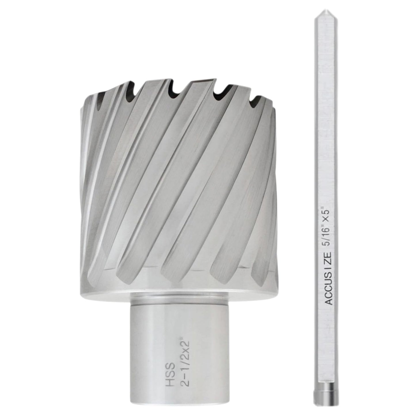 Accusize Industrial Tools 2-1/2'' by 2'' Cutting Depth H.S.S. Annular Cutter with 1 Pc Pilot Pin, 2081-2045Pin