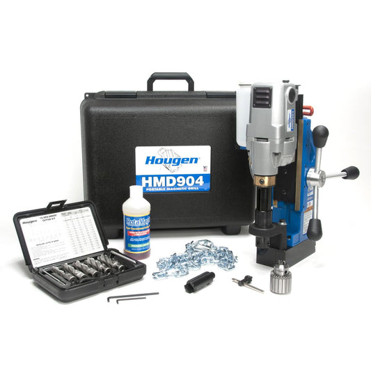Hougen HMD904 115-Volt Magnetic Drill Fabricator's Kit with Integrated Coolant Bottle Plus 1/2" Drill Chuck, Adapter, and 12002 Rotabroach Cutter Kit