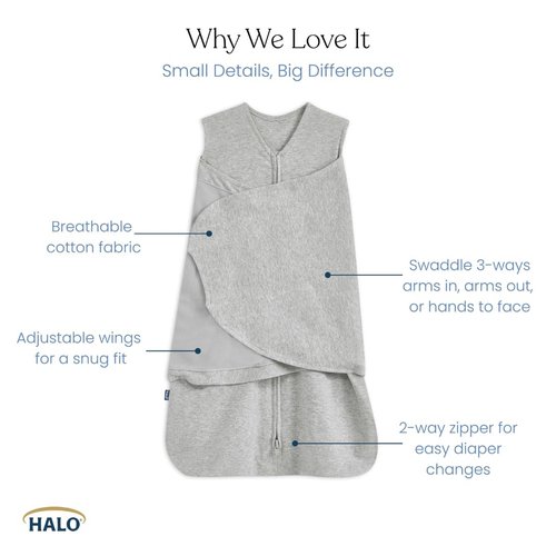 HALO 100% Cotton Sleepsack Swaddle - 3-Way Adjustable Wearable Blanket, TOG 1.5, Multicolor Lions & Tigers, Newborn 0-3 Months
