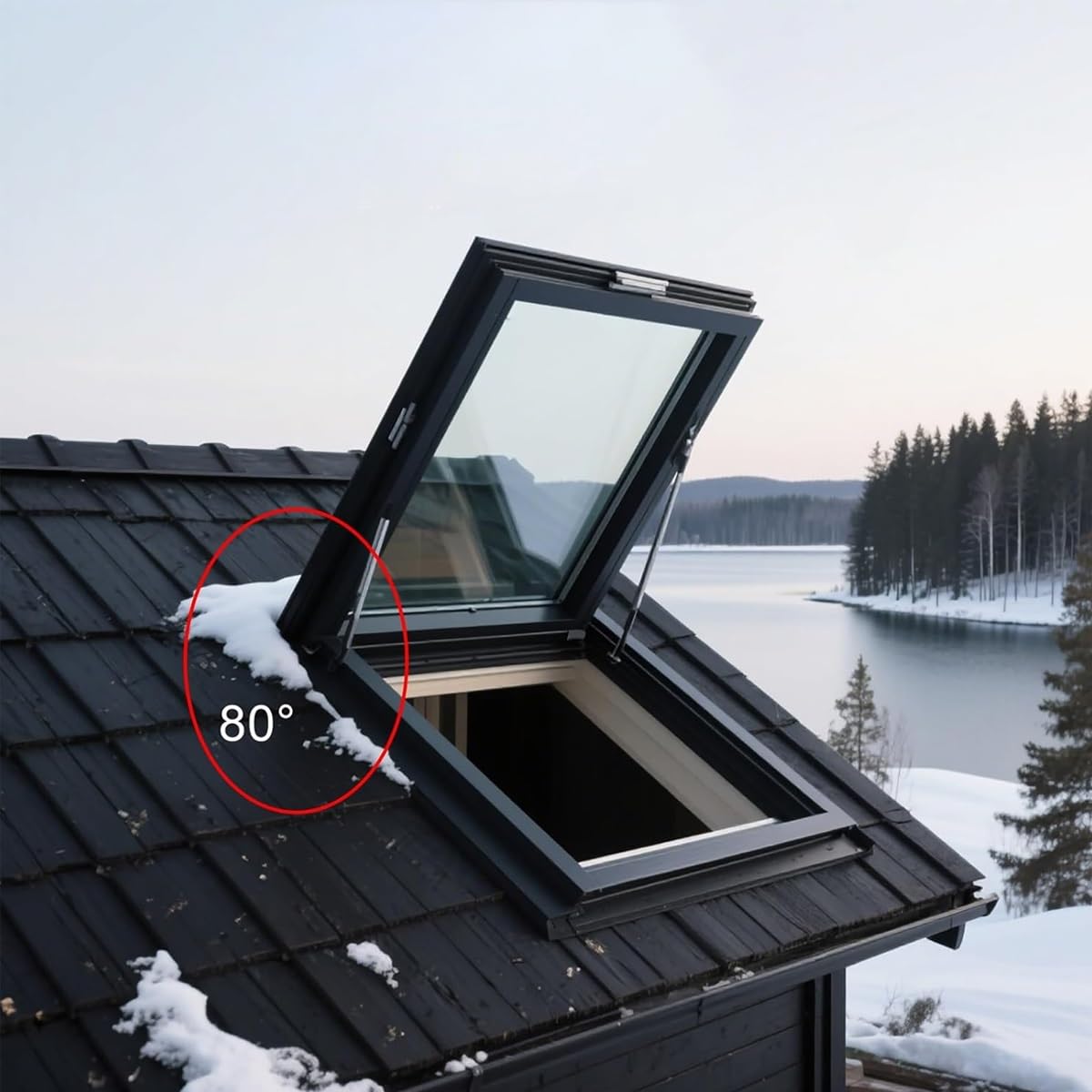 Skylight Windows for House Roof with Double Layer Tempered Glass, Roof Lighting Well Window for Indoor Attic, Aluminium Window Cover for Garage/Basement/Loft/Dark Room(24x12)