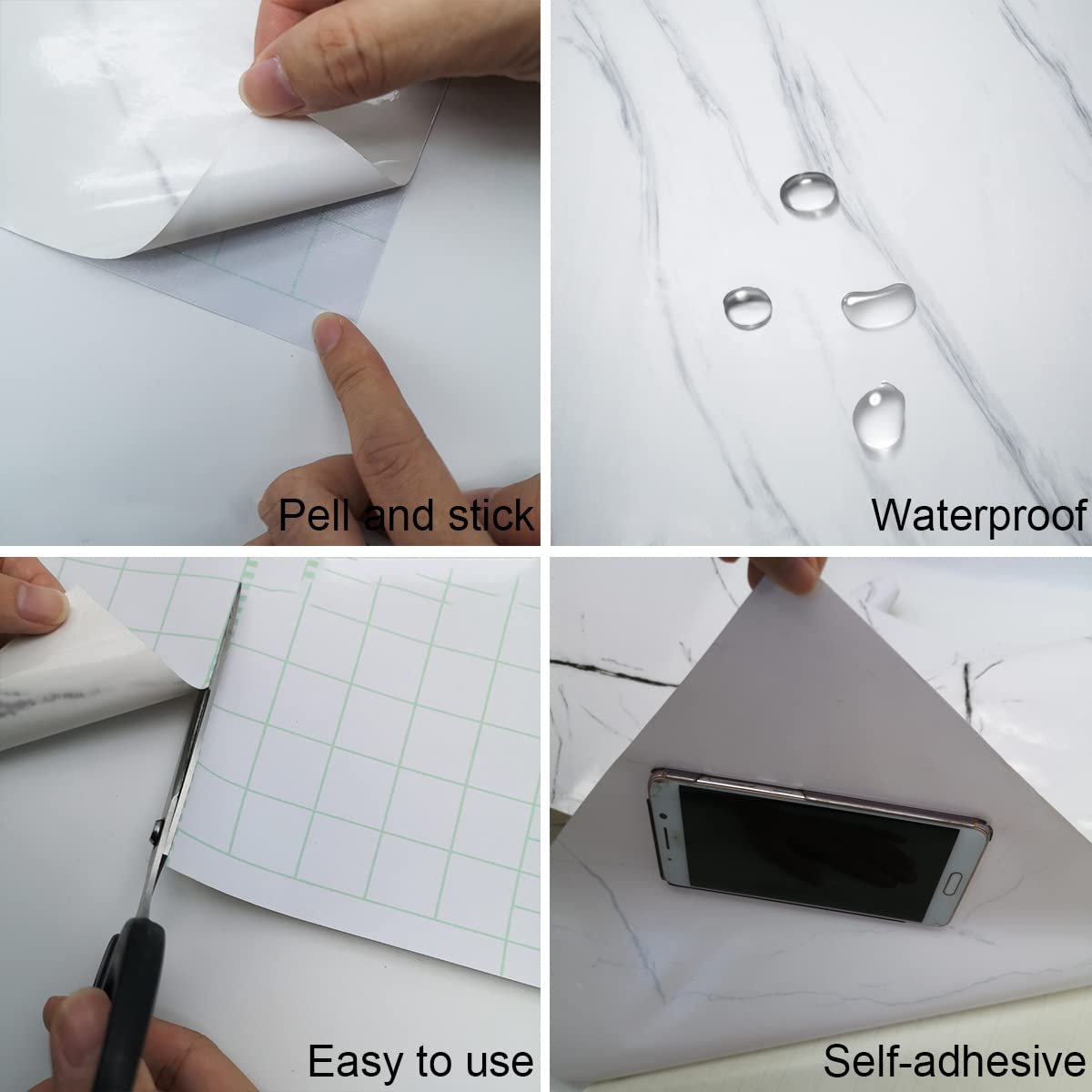 TOTIO 31.5x315inch Extra Wide White and Grey Marble Granite Look Wallpaper Peel and Stick Countertop Contact Paper Waterproof Wall Paper Thicker Self-Adhesive Vinyl Wall Stickers [Ivory White,Smooth]