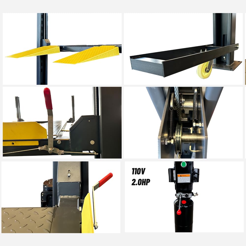 KATOOL 8500 lbs 4-Post Portable Storage Service Car Lift with Casters Kits Extra Tall Extra Long Extra Wide 4-Post Portable Storage Service Lift Home Parking Lift 36 Months Part Replacement