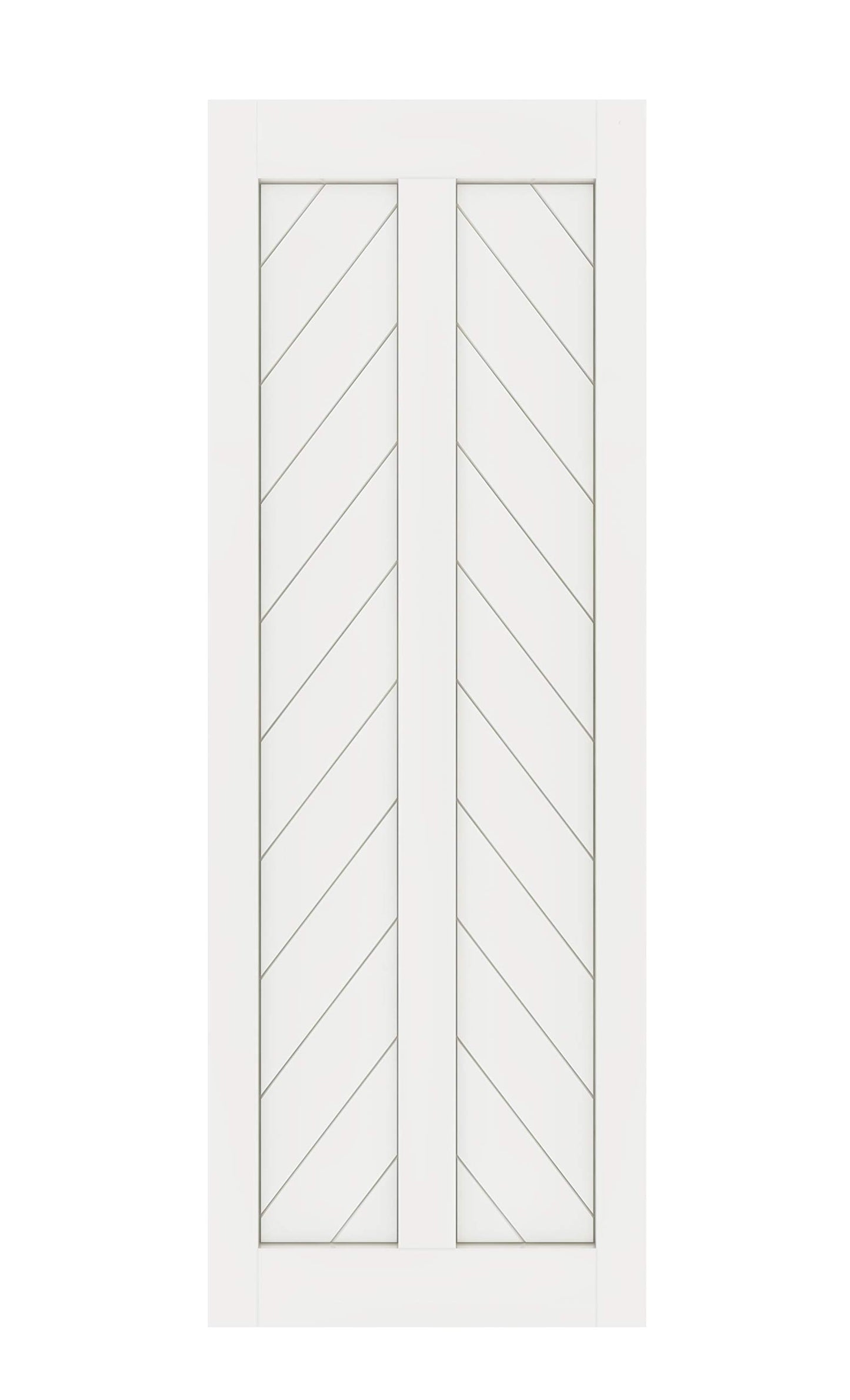 DIYHD 30X80in Fish Bone V Shape Sliding Barn Slab MDF Solid Core Primed Interior Door Panel(Disassembled)