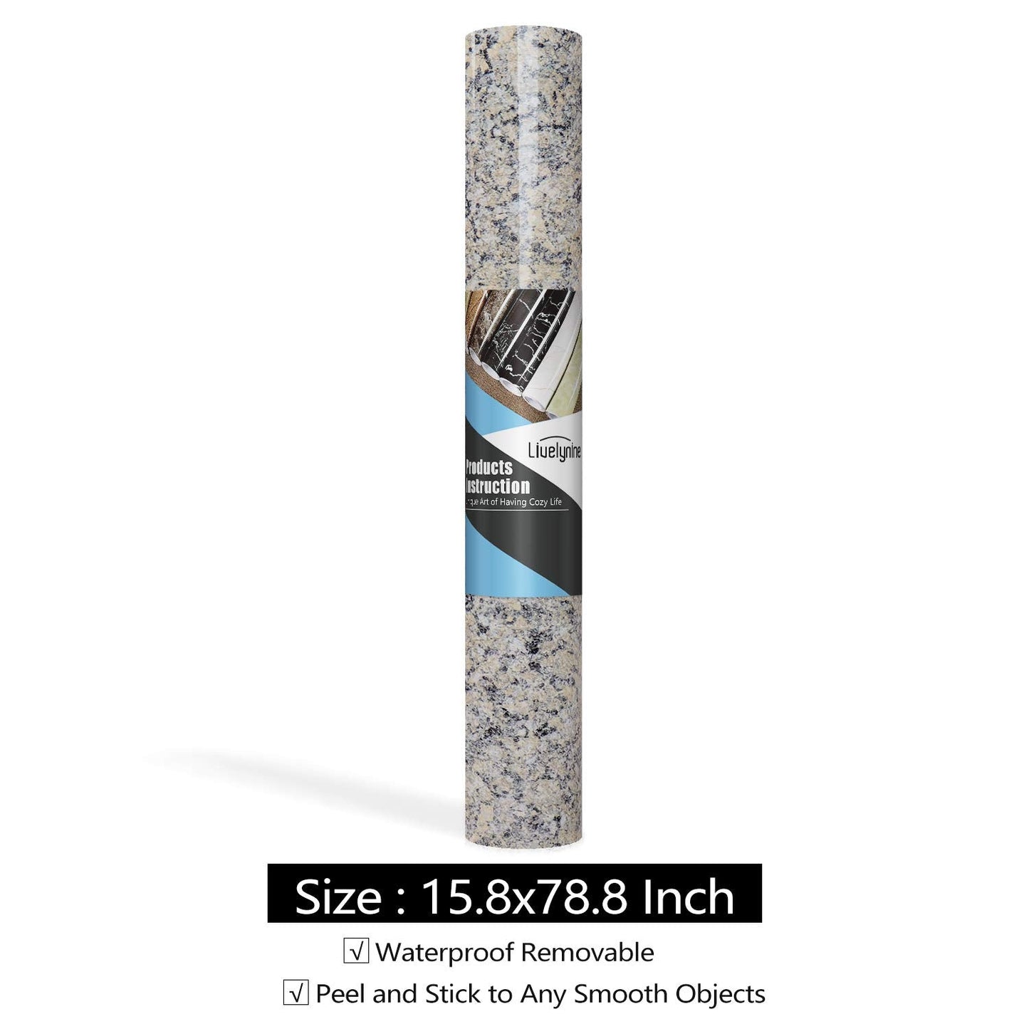 Livelynine Granite Contact Paper for Countertops Waterproof Kitchen Countertop Peel and Stick Wallpaper for Bathroom Sink Desk Vinyl Wrap Grey Laminate Marble Sticker Counter Top Covers 15.8x78.8 Inch