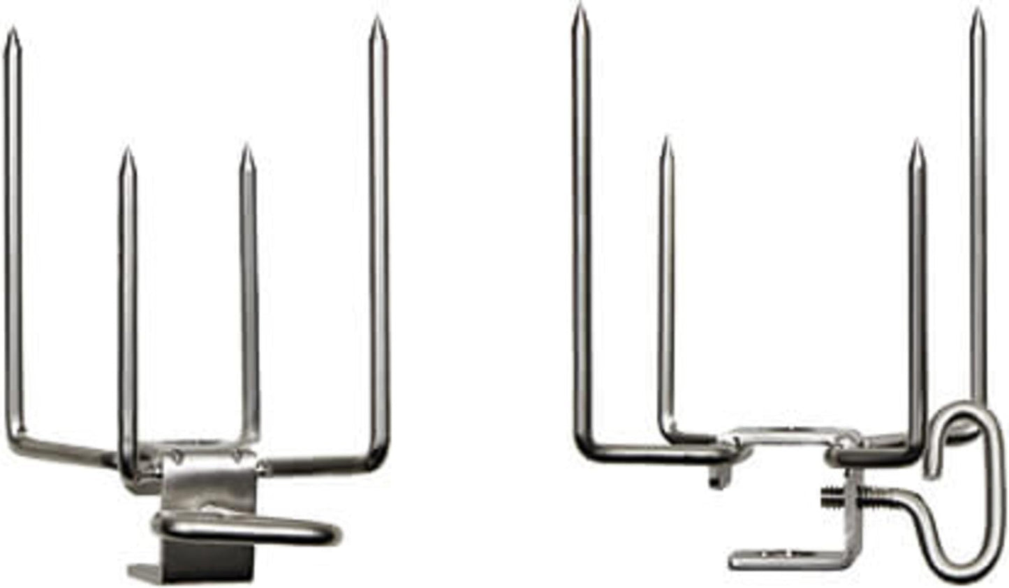 Napoleon Rotisserie Fork Set - Commercial Grade, Square and Hex Split Rods, Four Prongs, Set of 2, Dishwasher Safe