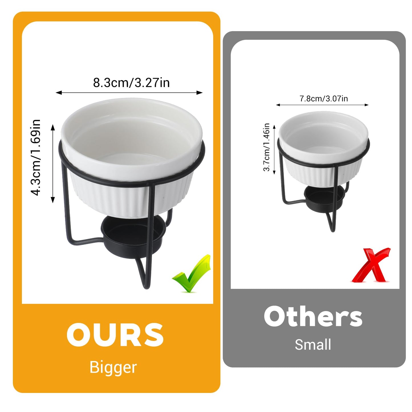 4 Set Ceramic Butter Warmers for seafood, Butter Melter Set of 2 for Chocolate or Cheese,Fondue- Dishwasher Safe,Oven Safe,Microwave Safe