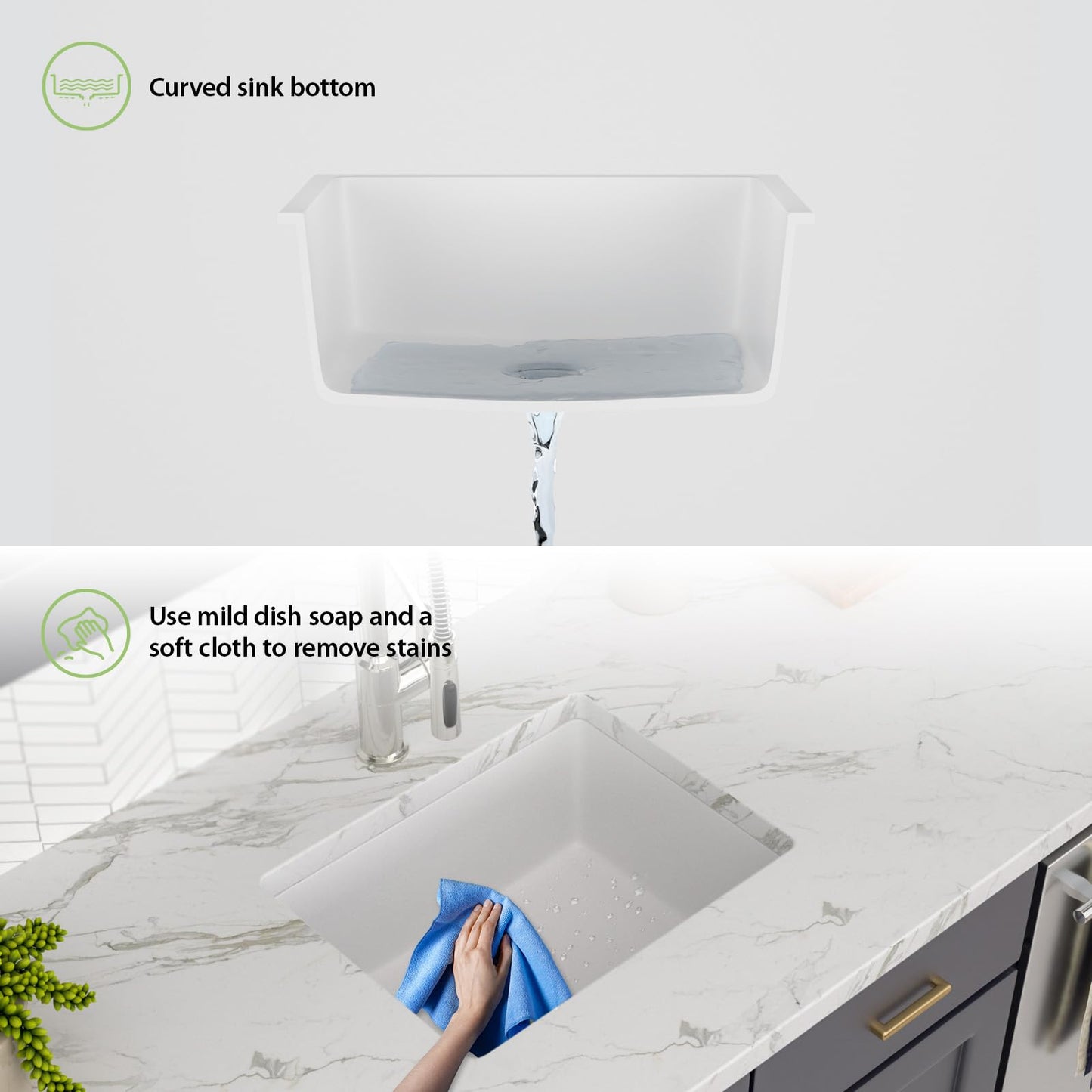 Lofeyo 22x17 Inch Granite Composite Kitchen Sink - 22"x17" Undermount White Wet Bar Sink Granite Composite Quartz Classic Under Counter Ledge Single Bowl Sink Basin, LOF-GC22179