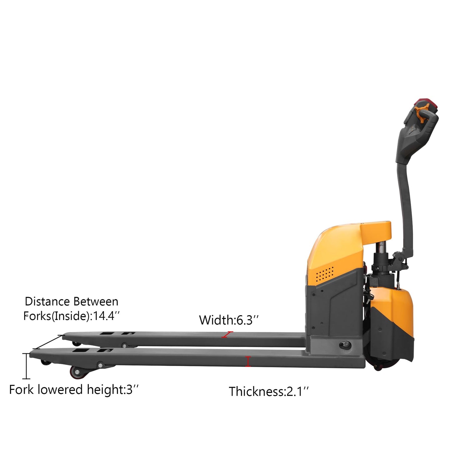T Tory Carrier Full Electric Pallet Jack Truck 4400lbs Capacity 48" x27" Fork Size Powered Pallet Trucks, Built-Out Charger Suitable for Narrow Space, Indoor Handling & Lifting
