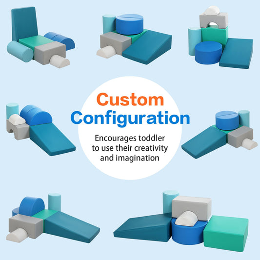 Kids Climbing Toys Foam Blocks: 6PCS PU Leather Foam Climbing Blocks for Toddlers - Soft Play Set Indoor Play Gym - Crawling Activity Play Structure for Preschoolers Playtime Corner Climber (Modern)