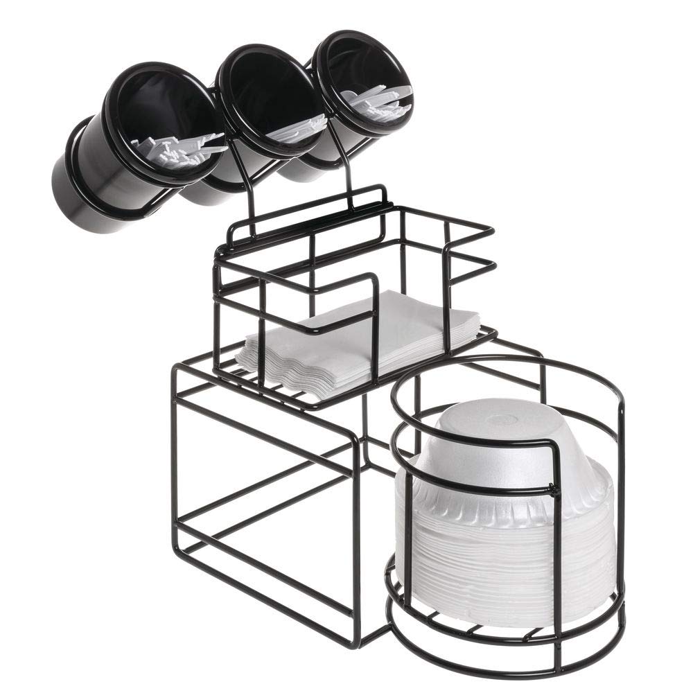 HUBERT Basic Collection Wire Plate/Bowl, Napkin Holder with Detachable Cylinder Holder - Black