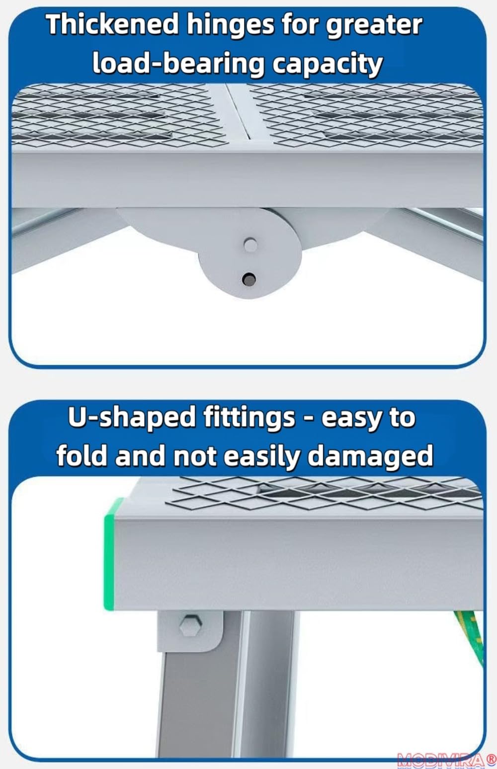 Modivira Folding Scaffolding with Adjustable Heights Heavy Duty Portable Steel Ladder with Non-Slip Feet for roof Cleaning Paint Home Improvement (A,78.74" * 11.81")