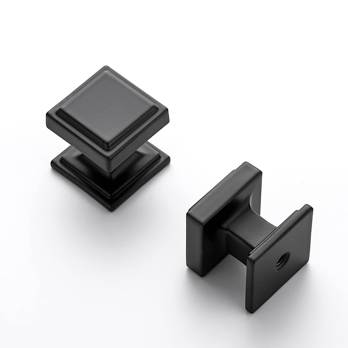 Ravinte 5 Pack Matte Black Square Kitchen Cabinet Knobs,Zinc Solid Drawer Pulls,Farmouse Handles for Cupboard, Dresser, Closet and Bathroom, Modern Cabinet Hardware