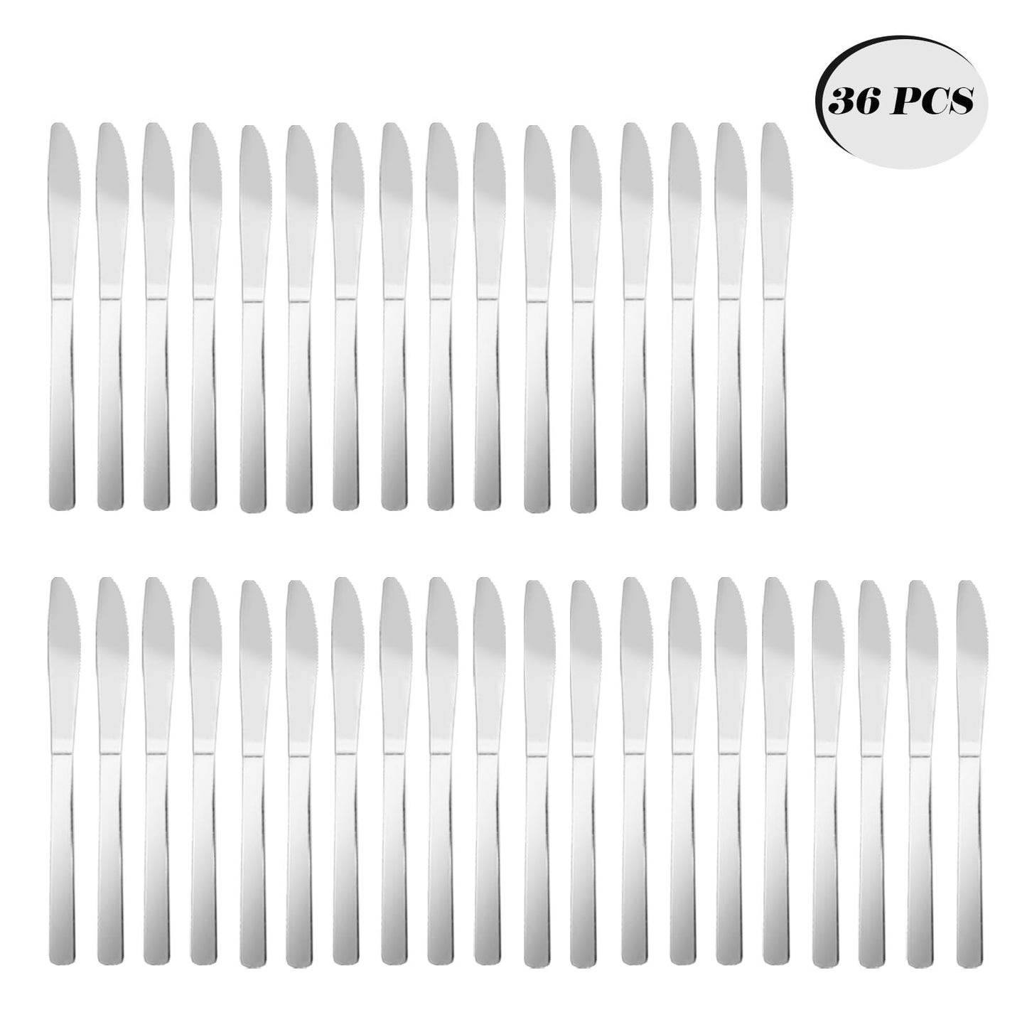 Hansmart 36 PCS Dinner Knifes Set - Windsor Stainless Steel Table Knives 8.7 Inch with Dishwasher Safe Butter Knives,Metal Butter Knofe,Dinner Knife Silverware for Home,Kitchen or Restaurant