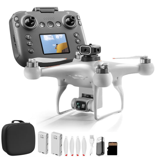 Hobby Drone with Screen Display Remote Control, 1080P Dual Camera, Speed Adjustment, Altitude Hold, One-Key Takeoff, 3D Flips, 2 Batteries, Hovering, Brushless Motor, APP Control, Plane Copter, LED Lights, Adult Beginners FPV Quadcopter Airplane Helicopte