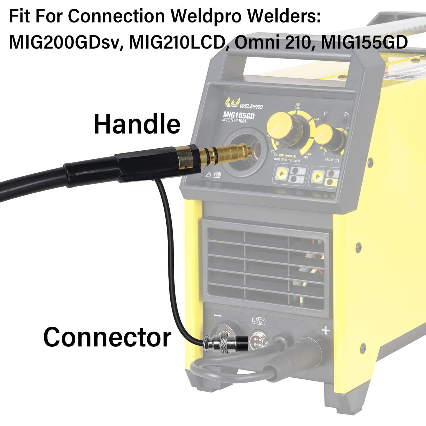 Weldpro 130A Aluminum Spool Gun, 15 FT MIG Welding Torch for Weldpro MIG210LCD Omni 210 MIG155GD, Welding Gun for Aluminum Welding
