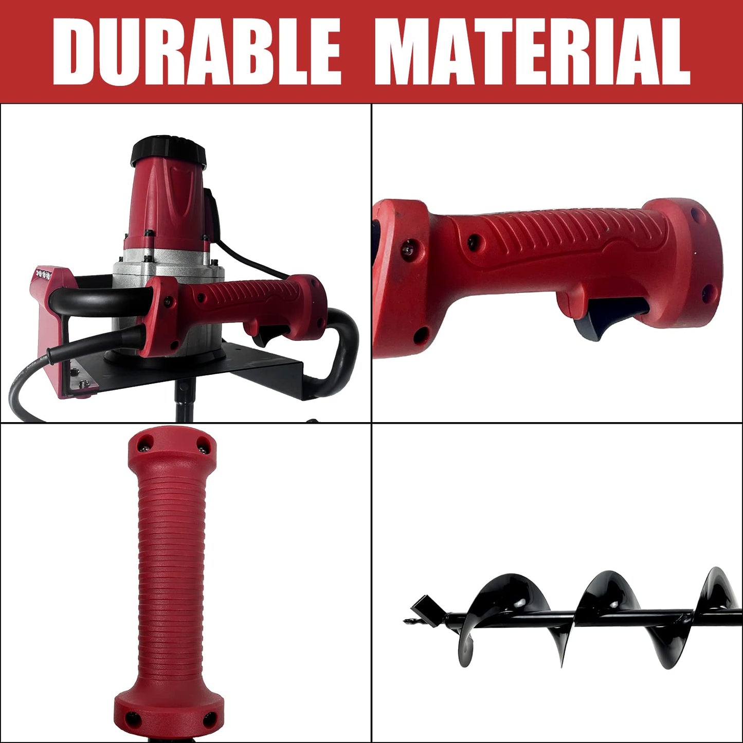 HIGOSPRO 6-Inch & 4-Inch Auger Bit Earth Auger, 1500W Electric Post-Hole Digger, Ideal for Post Hole Digging, Drilling, Tree Planting