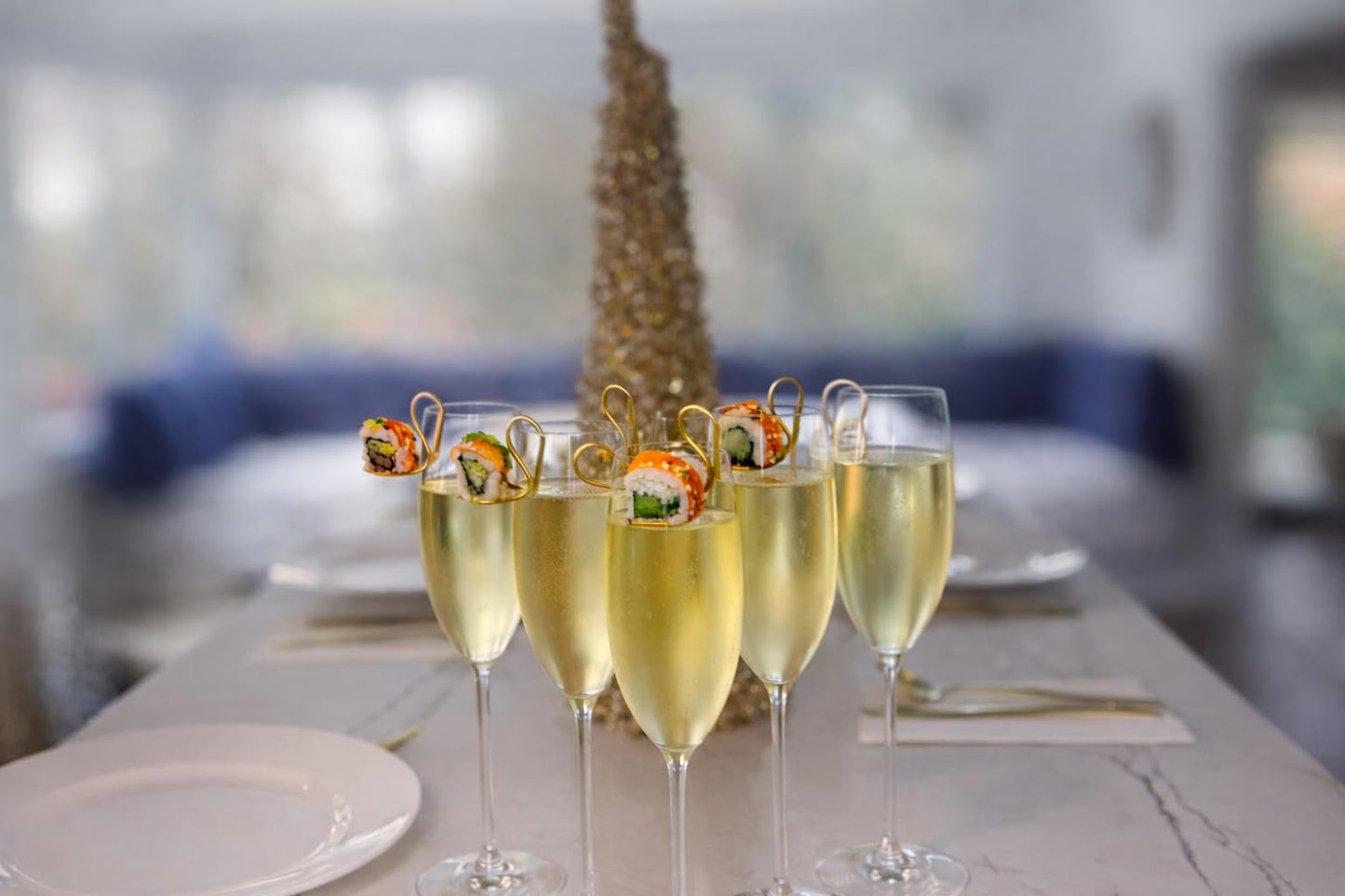 FluteSpoon™ Gold Rim-Hanging Champagne Spoon (4 Pack)