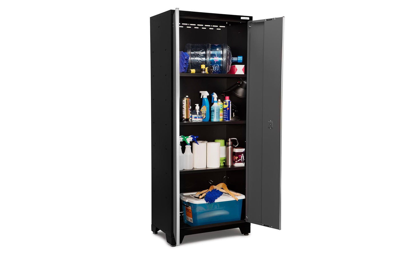 NewAge Products Garage Storage Cabinets Steel Bold Series 7 Piece Sets Includes Bamboo Worktop, Multi-Use lockers, Wall, Base and Rolling Tool Cabinets, Gray, 50421