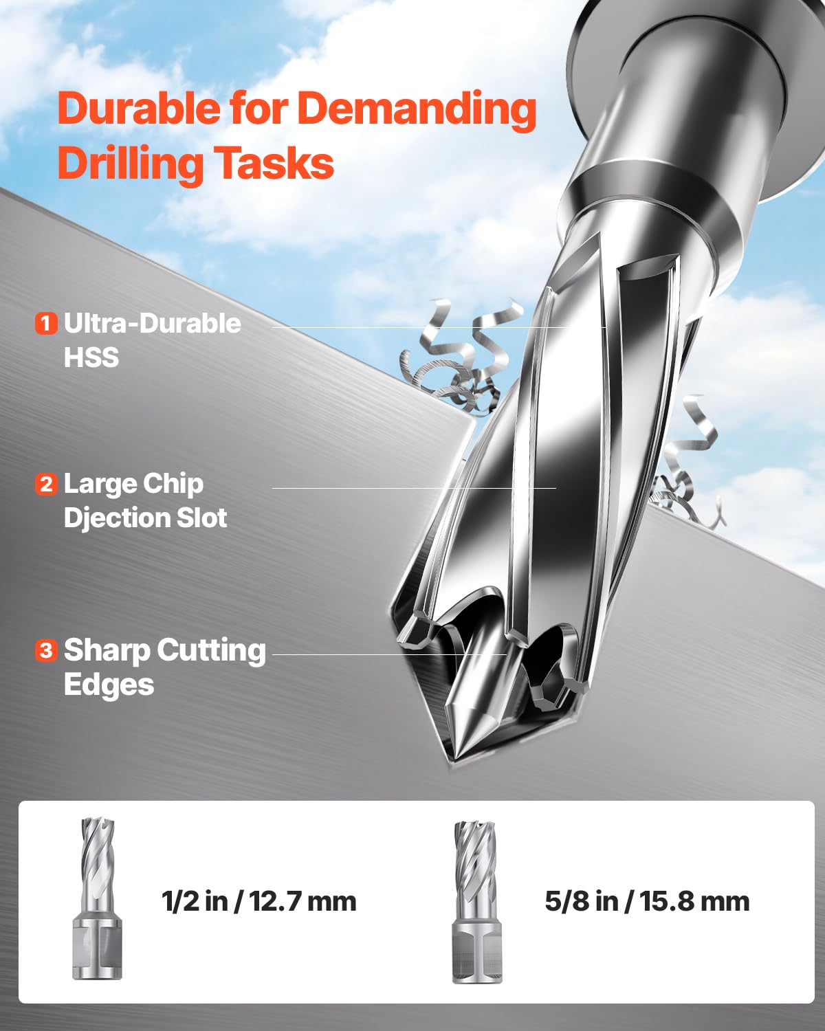 VEVOR Magnetic Drill, 1450W Motor 1.6 in Boring Diameter, 2810 lbf Portable Electric Mag Drill Press, with 2 Coring Bits, Variable Speed, Drilling Machine for Metal Surface, Home Improvement Industry