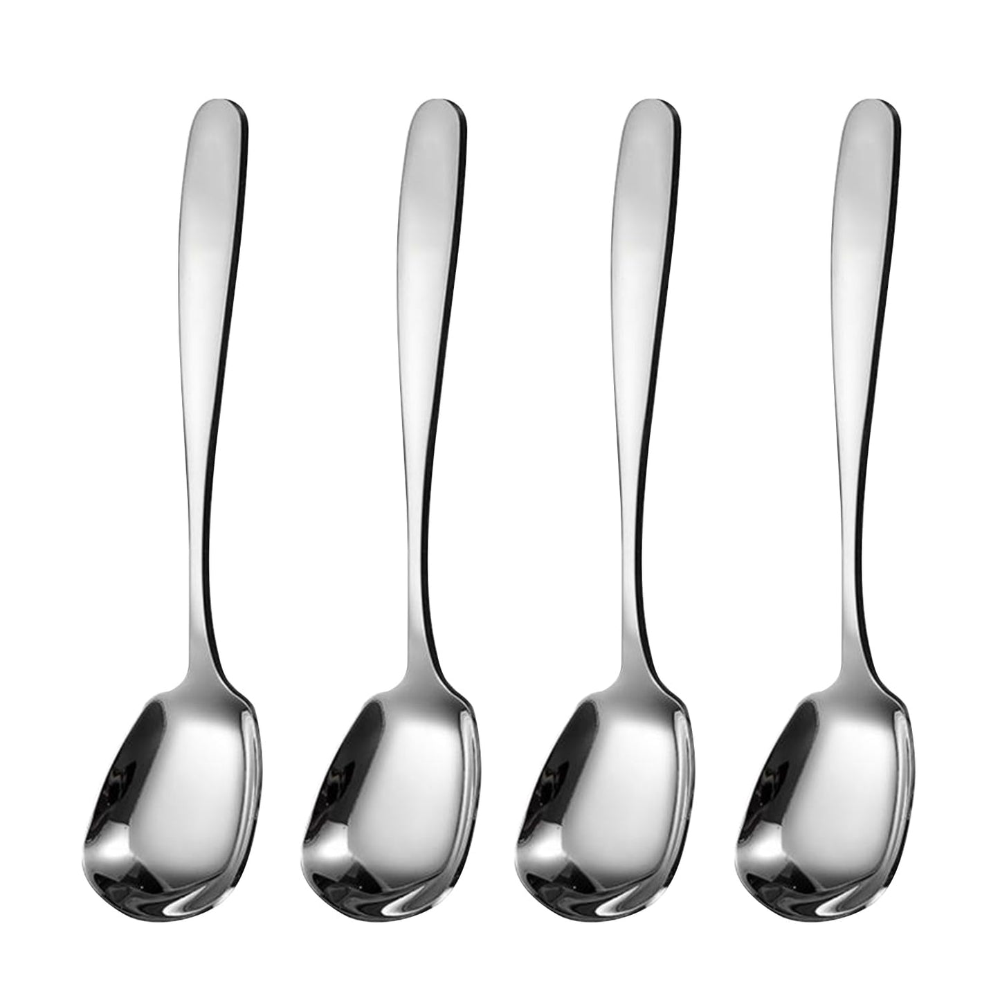 Ouliget Square Head Spoons, Korean style Square Sugar Spoon,Thick Heavy Stainless Steel Soup Spoons Table Spoons Flat Square Spoon,7 Inch,Set of 4.