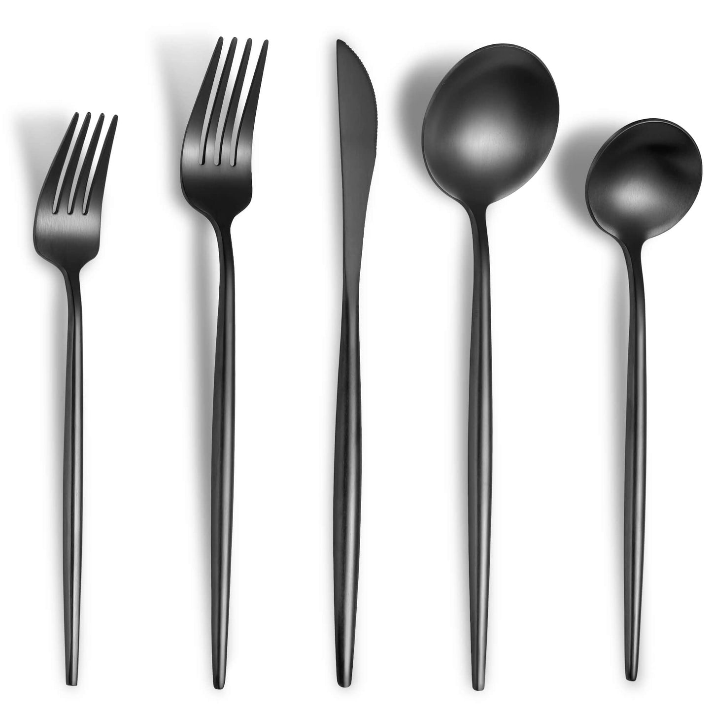 Lemeya Matte Black Silverware Set for 6,Modern Stainless Steel Brushed Cutlery Set,30-Pieces Heavy Duty Flatware Set,Knives Spoons and Forks Set Utensils Set, Satin Finish, Dishwasher Safe
