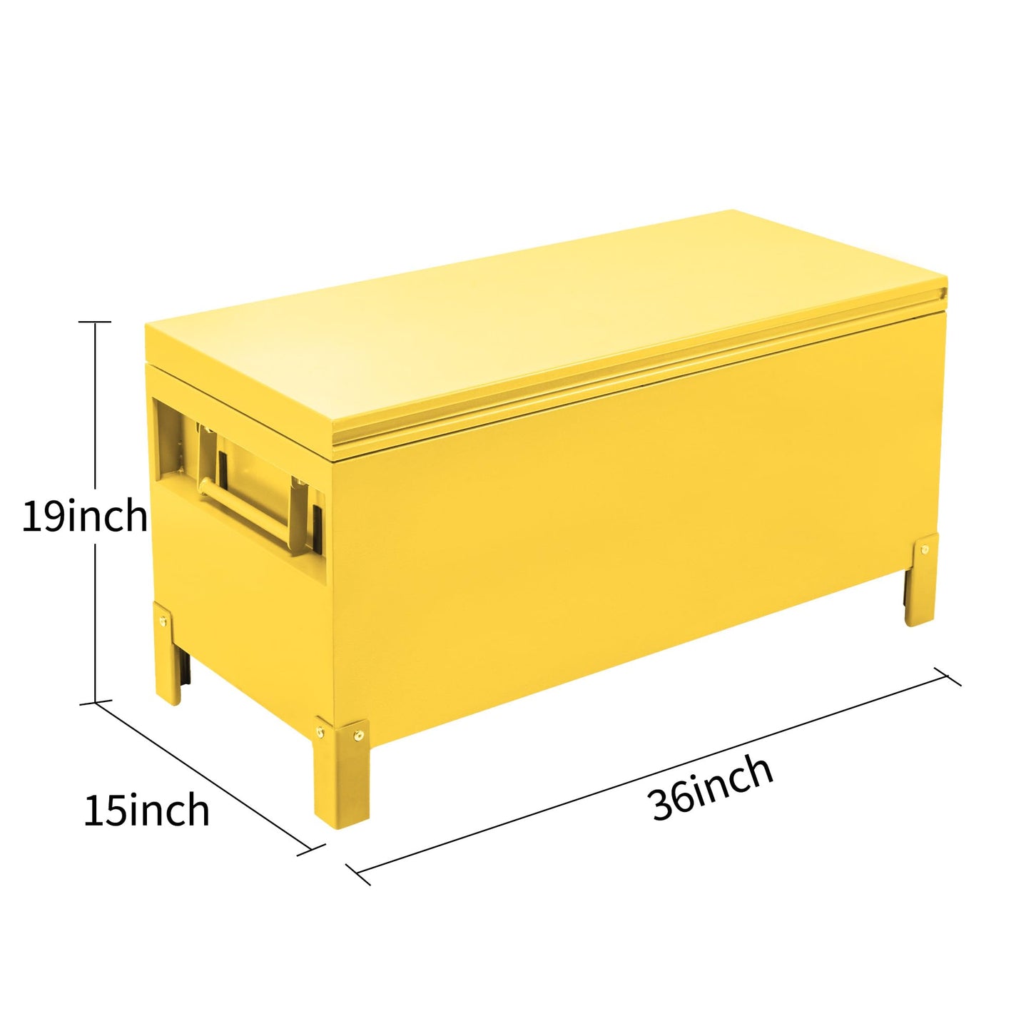 Garvee Steel Truck Bed Toolboxes 36'' Jobsite Storge Box Heavy Duty Steel Jobsite Tool Chest XXL Large Deck Truck Bed Box (36 Inch/Yellow)
