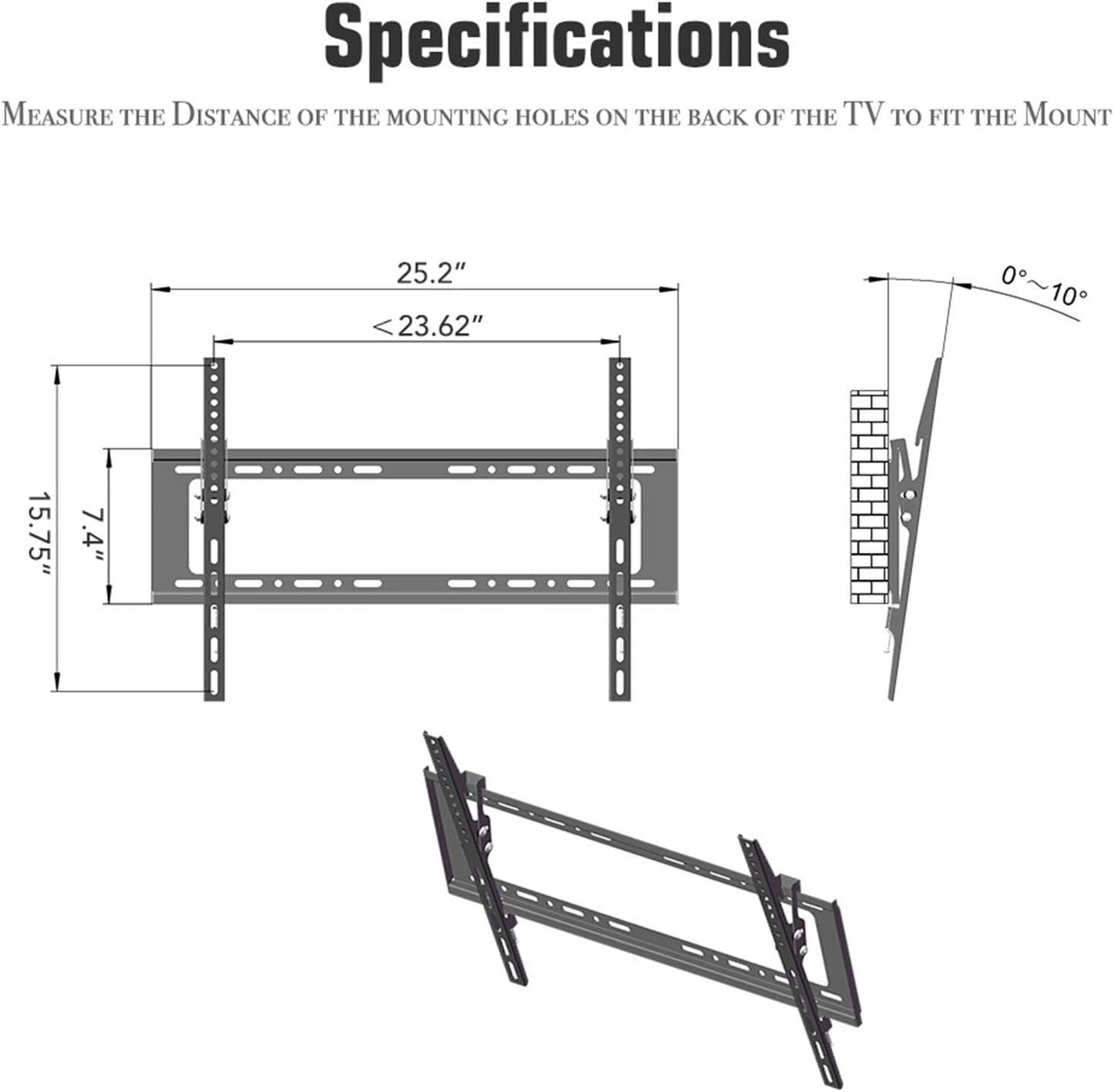 Tesmula gt2-kj 32-70" Wall Mount Bracket TV Stand with Spirit Level