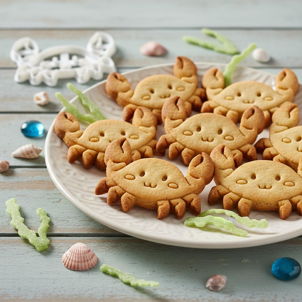 BAKERLOGY Happy Crab Cookie Cutter - Detailed Biscuit Cutter Design for Baking and Crafts, ideal on fondant, dough, clay