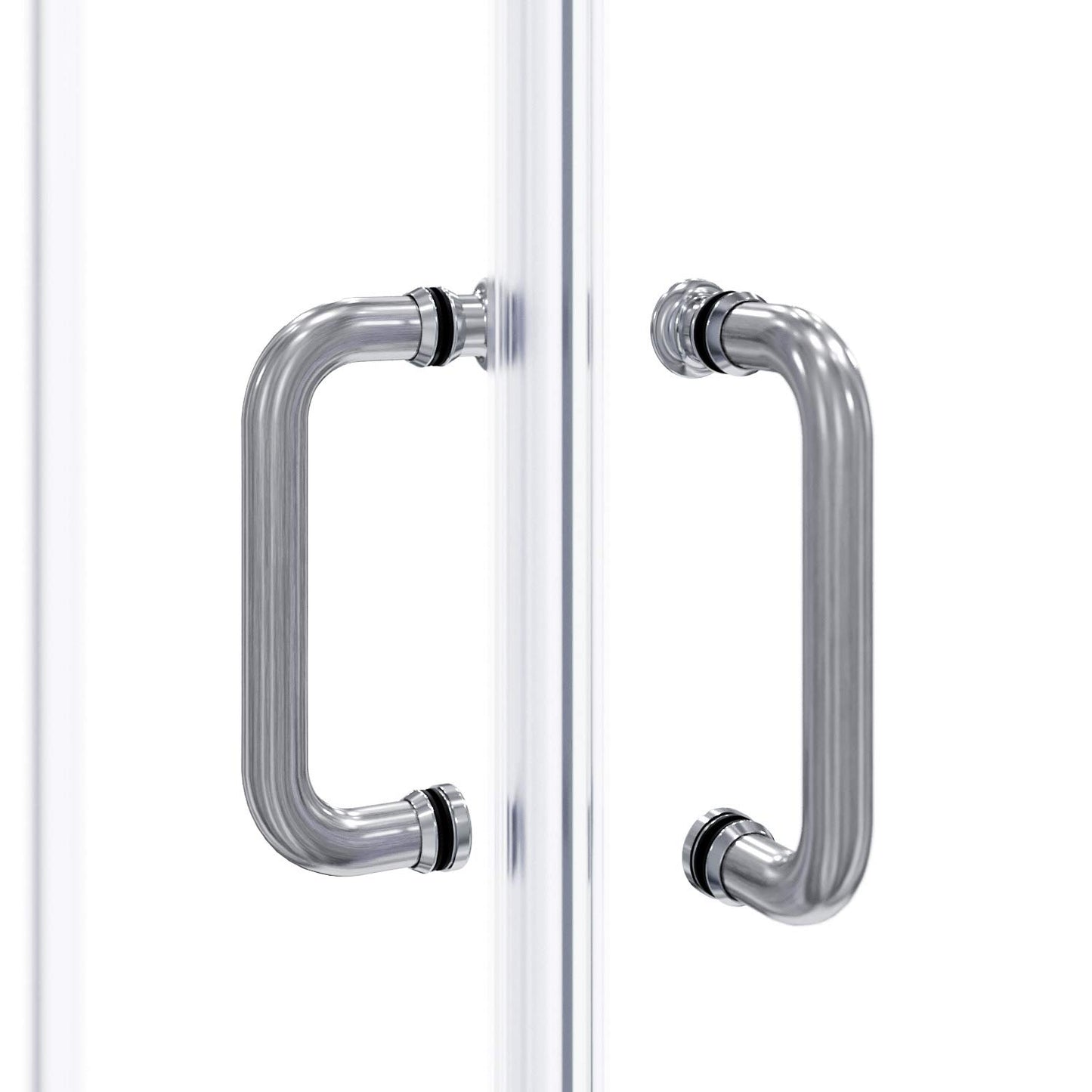 ELEGANT Corner Shower Door 36 in. D. x 36 in. W. x 72 in. H. with 1/4 in. Clear Glass, Sliding Shower Enclosure in Brushed Nickel, Double Sliding Shower Door, Shower Base Not Included