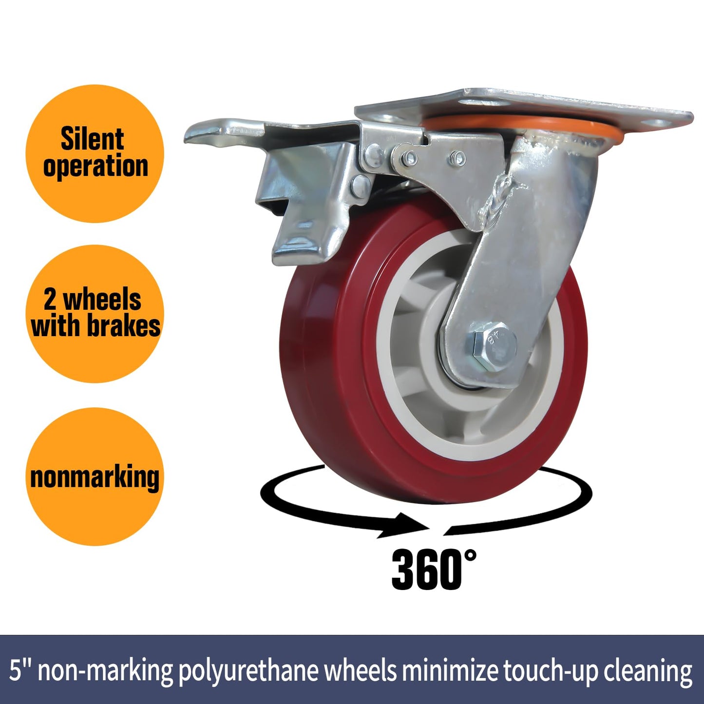 2IN1 Steel Panel Truck Cart, Lumber Cart Drywall Dolly，2500LBS Heavy Duty Flatbed Cart Dolly with 5" Swivel Brake Wheels, 2MM Plate Platform Truck with 1Front and 2Side Handrails