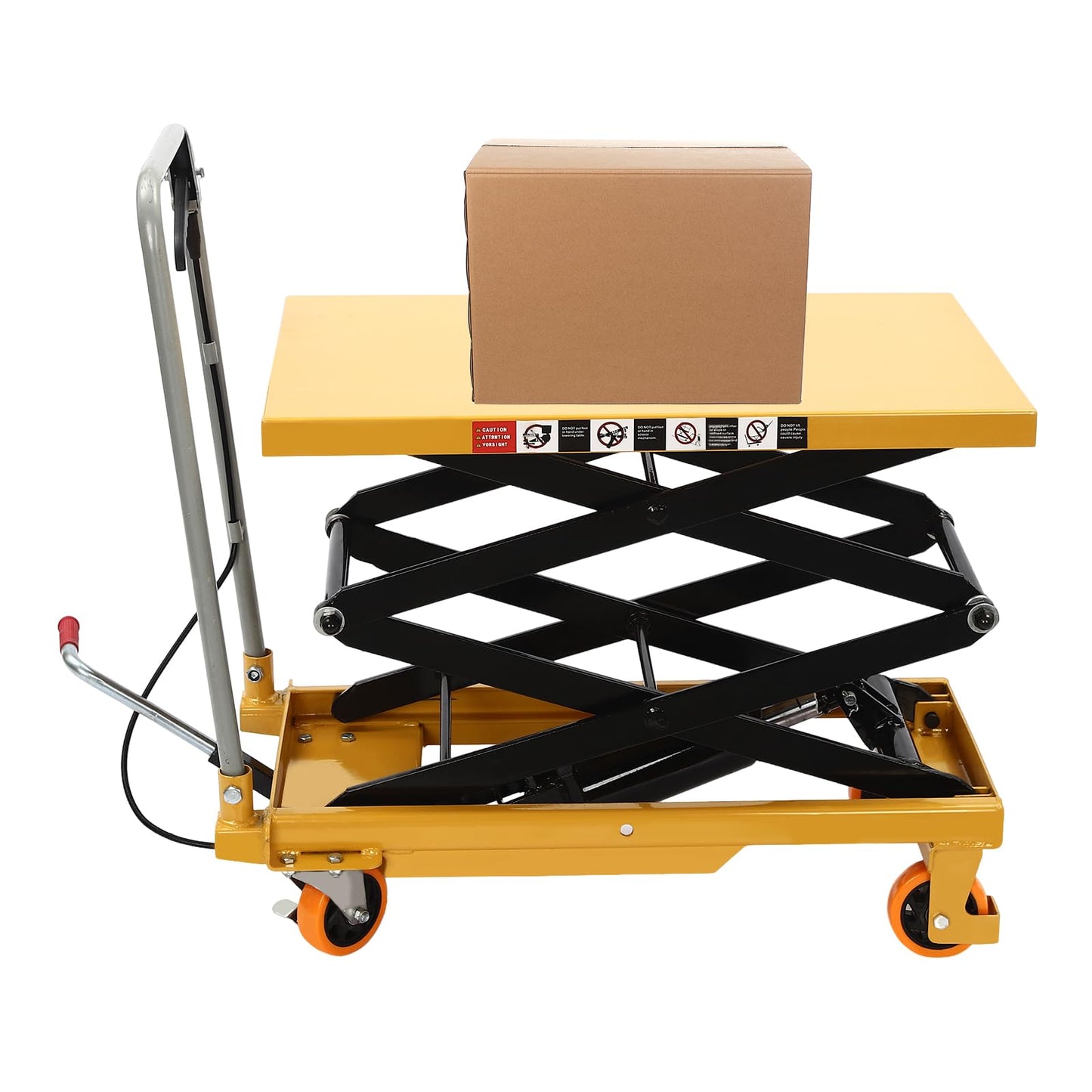 Hydraulic Lift Table Cart, 770lbs Capacity 51" Lifting Height, Hydraulic Scissor Lift Table Cart with 4 Wheels Pallet Lift Table for Material Handling and Transportation (770lbs)