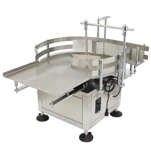 WYDDDARY Desktop Bottle Unscrambler Distributing Machine Automatic Bottle Accumulation Table Conveyor 23.6 inch Diameter Round Accumulation Table for Round Square Bottles Transfer 110V
