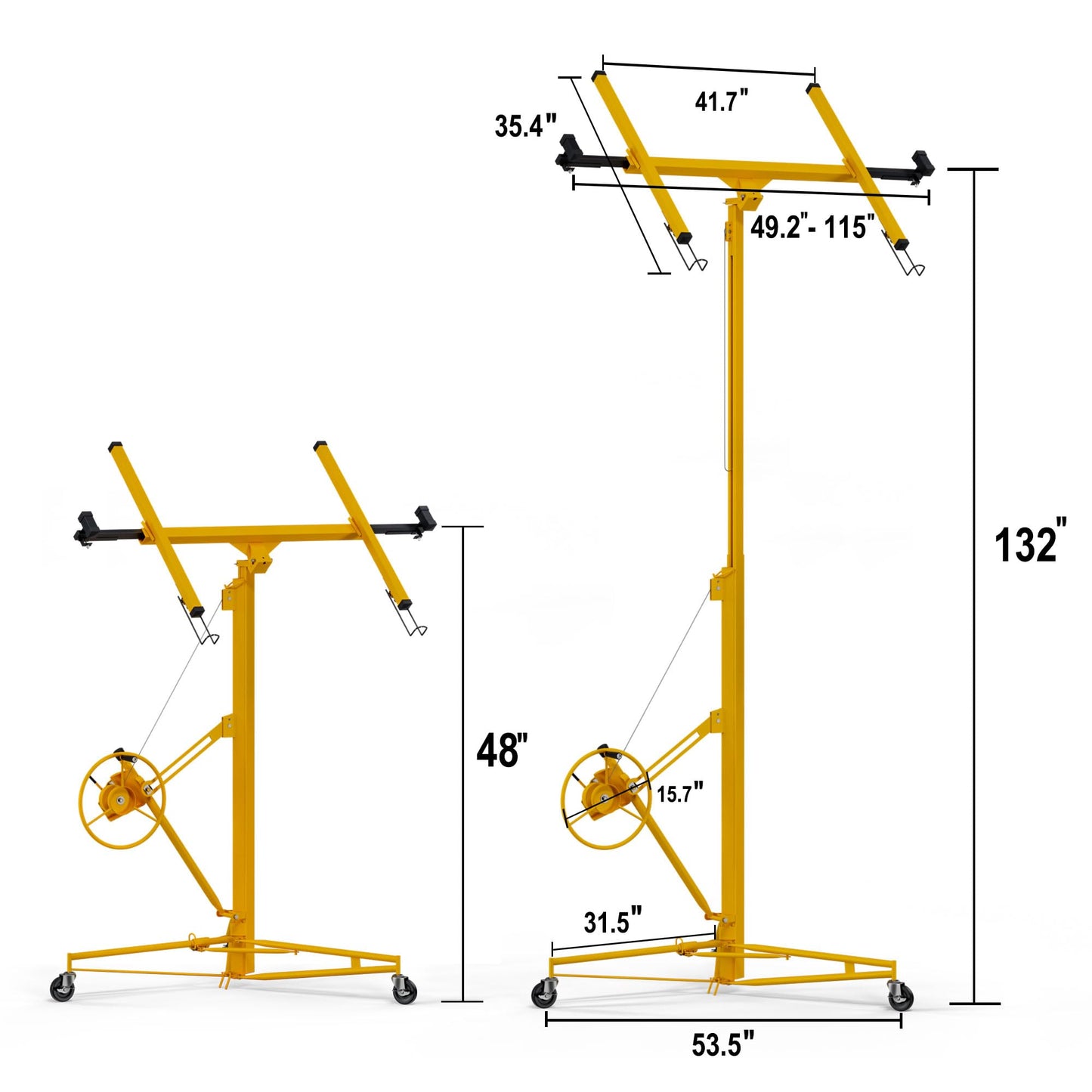 GarveeTech Drywall Lift 11 ft,Sheetrock Lift Drywall Lift,150 LBS Heavy Duty Drywall Rolling Lifter Panel, Drywall Lift Panel Hoist Jack With 360° Adjustable Telescopic Arm & 3 Lockable Wheels