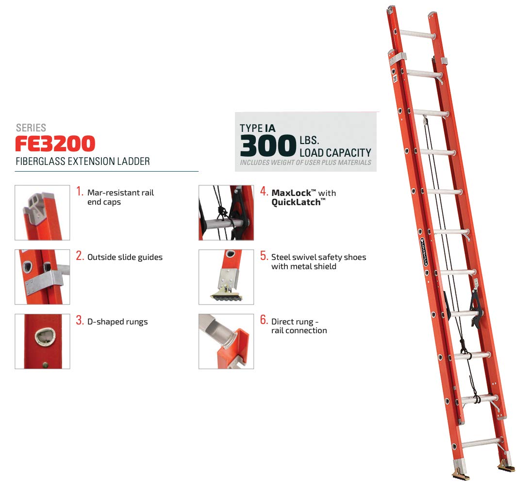 Louisville 16' Extension Ladder and Guardian Ladder Extension Safety System Bundle