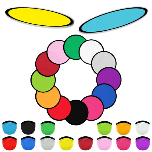 YEAHACLUB 140 PCS Foldable Flying Disc Fans with Bags, 9.8'' DIY Handheld Black Egde Fabric Folding Fan for Outdoor Game Activities Birthday Party Favors Gifts, 14 Colors