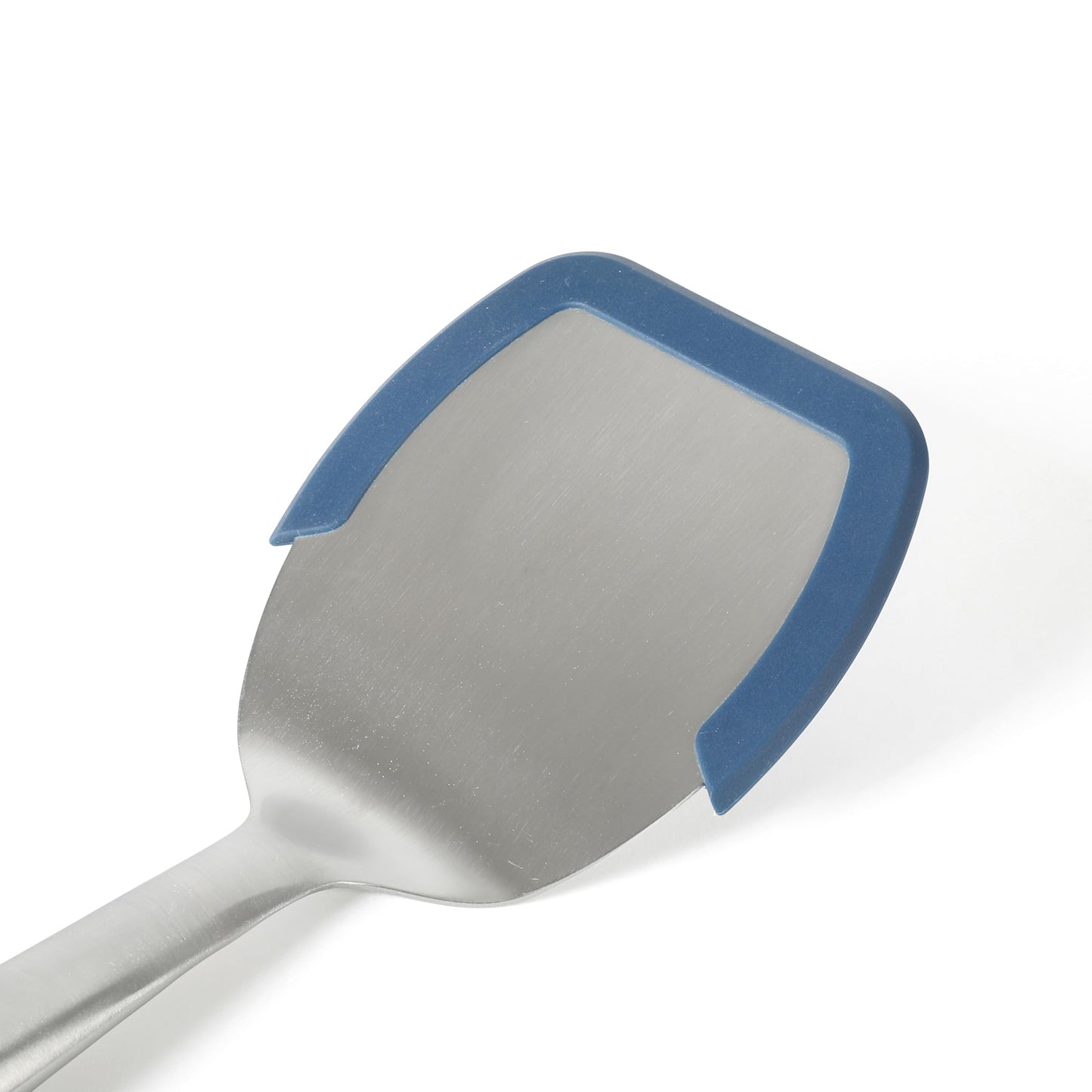 Calphalon Prime Stainless Steel Turner with Navy Blue Silicone Rim, Slotted Spatula, Heat-Resistant, Durable Kitchen Tool for Cooking and Serving