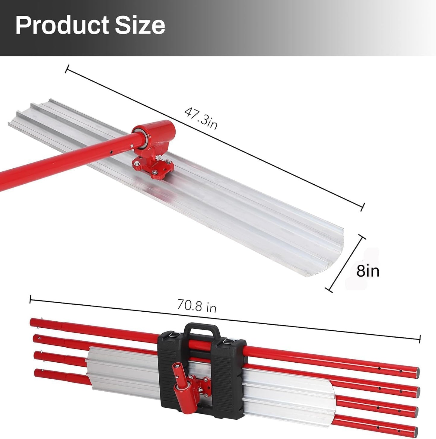 GarveeLife Bull Float Tools Kit, Aluminum Magnesium Alloy Float 48'' x 8", for Concrete Finishing, with Carrying Plastic Tool Box