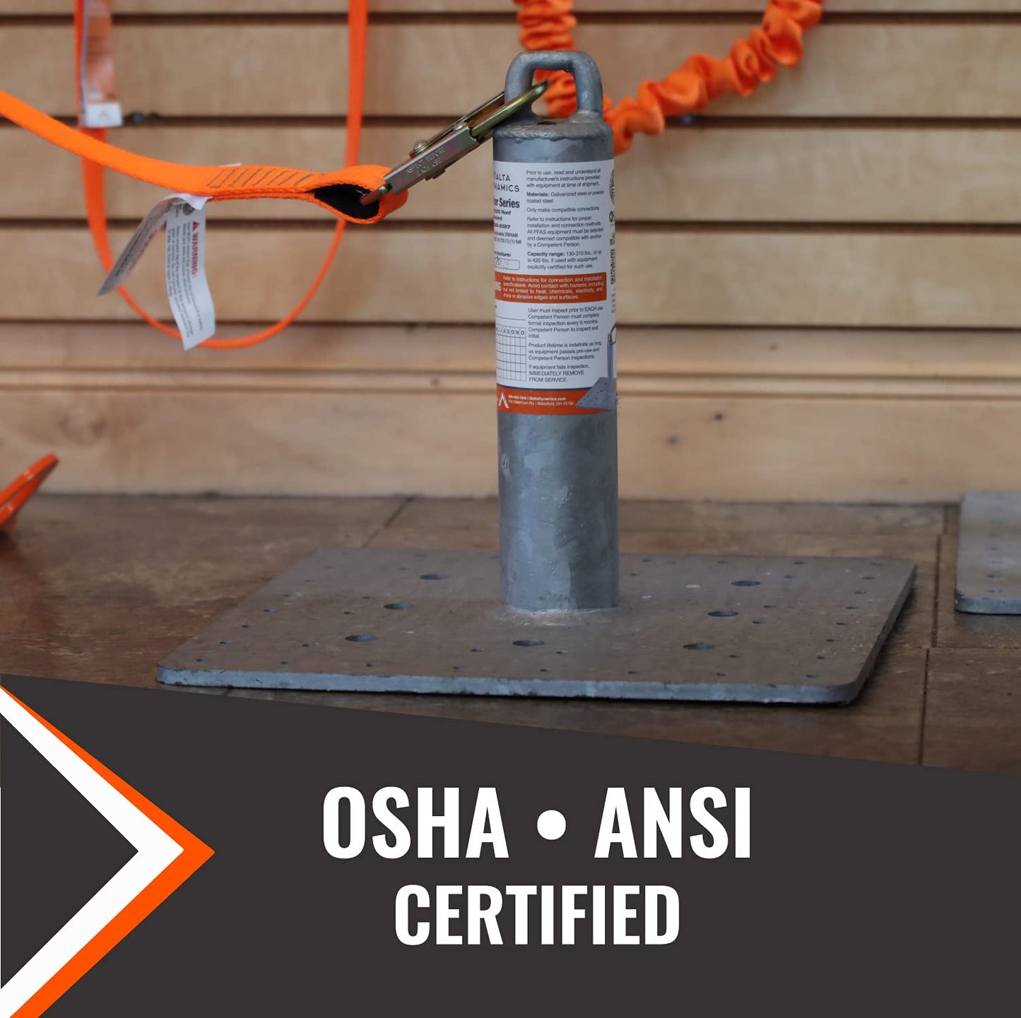 Malta Dynamics Made in USA Galvanized Roof Anchor 12" Top Loop, OSHA/ANSI Compliant