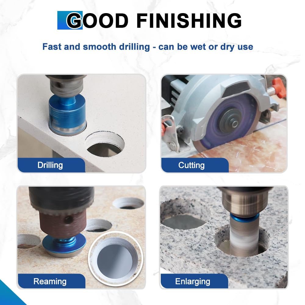 BRSCHNITT Diamond Tile Hole Saw Kit with Pilot Bit - (6-100mm) Dry Diamond Core Drill Bit Triangle Shank&Tile Blade for Porcelain Tile Ceramic Stone Granite Marble
