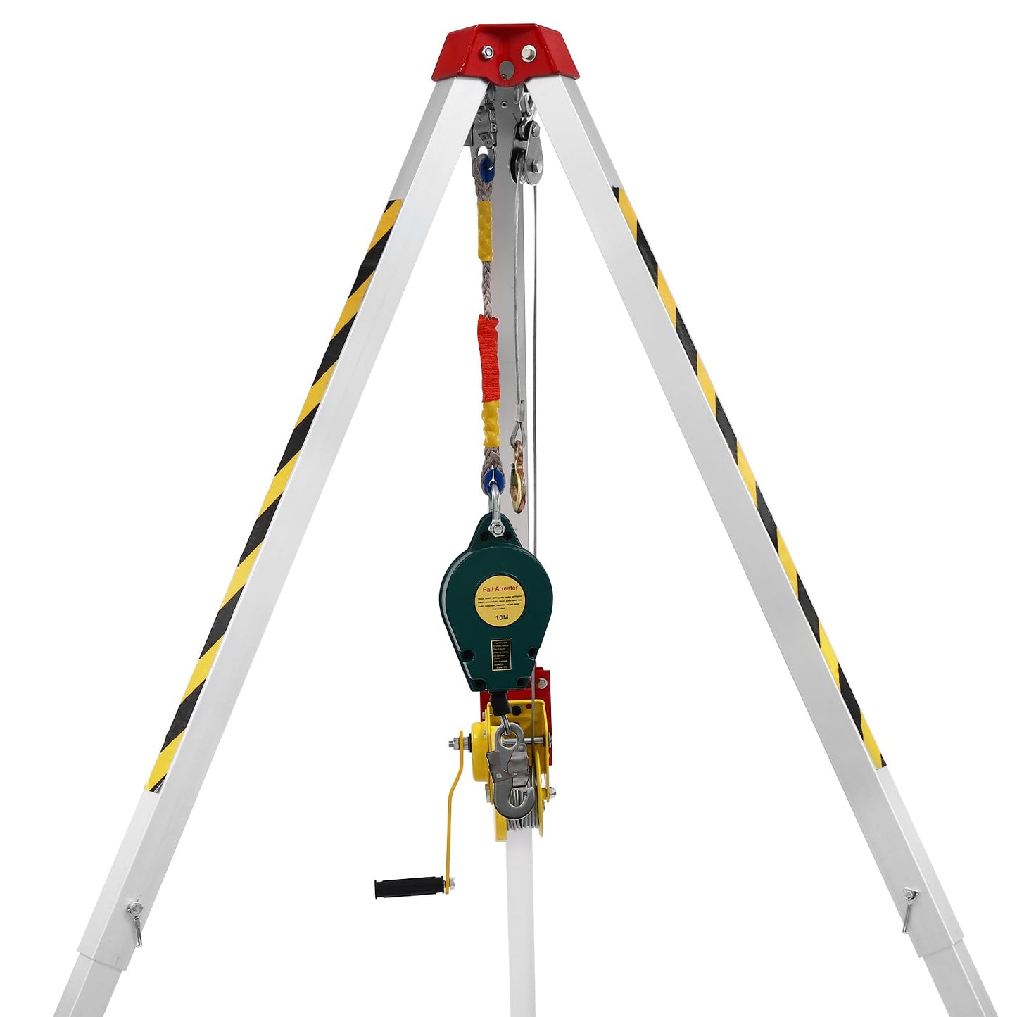 Confined Space Tripod Kit,Heavy Duty Rescue Tripod Lifting Hoist with Fall Arrester,65.62ft Cable Portable Tripod Kit for Down Wells,Road Construction (1200LBS)