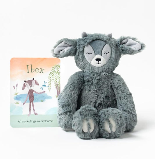 Slumberkins 14" Ibex Kin & Affirmation Card Bundle | Promotes Emotional Courage, Resilience & Empathy | Social Emotional SEL Tools for Boys & Girls