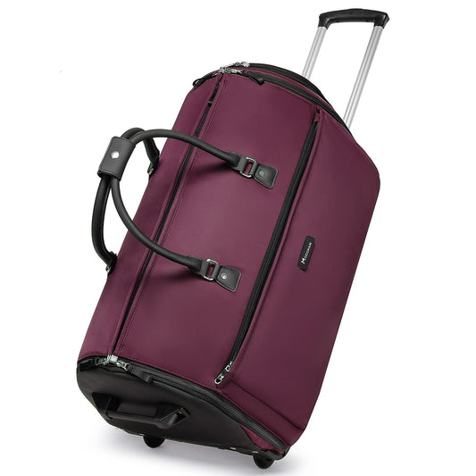 Modoker Rolling Garment Bags, Large Garment Duffle Bag with Wheels, 3 in 1 Garment Suit Luggage Bag for Women Men Business Travel Weekender, Red