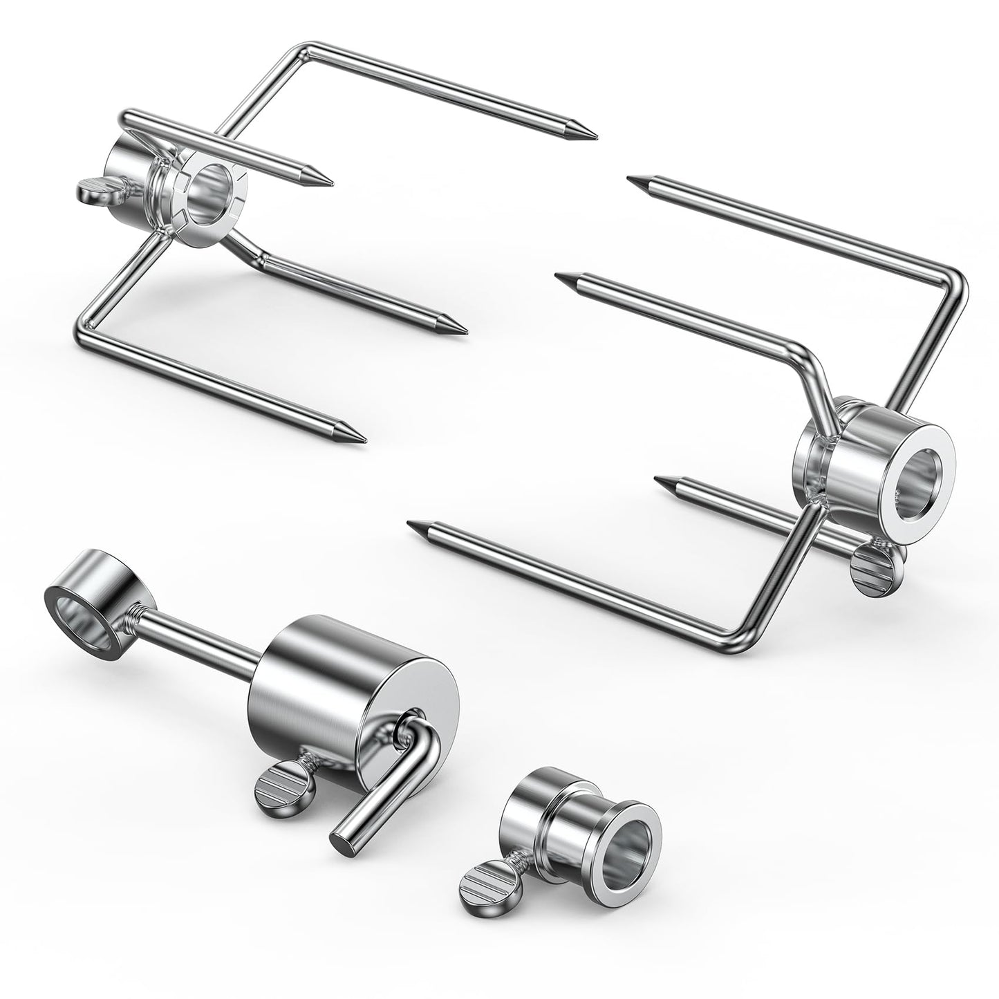 Onlyfire 6006 Grill Replacement Rotisserie Meat Forks(1-Pair) Kit with Spit Counter Balance and Bushing - Fits 1/2" Hexagon & 3/8" and 5/16" Square Spit Rods