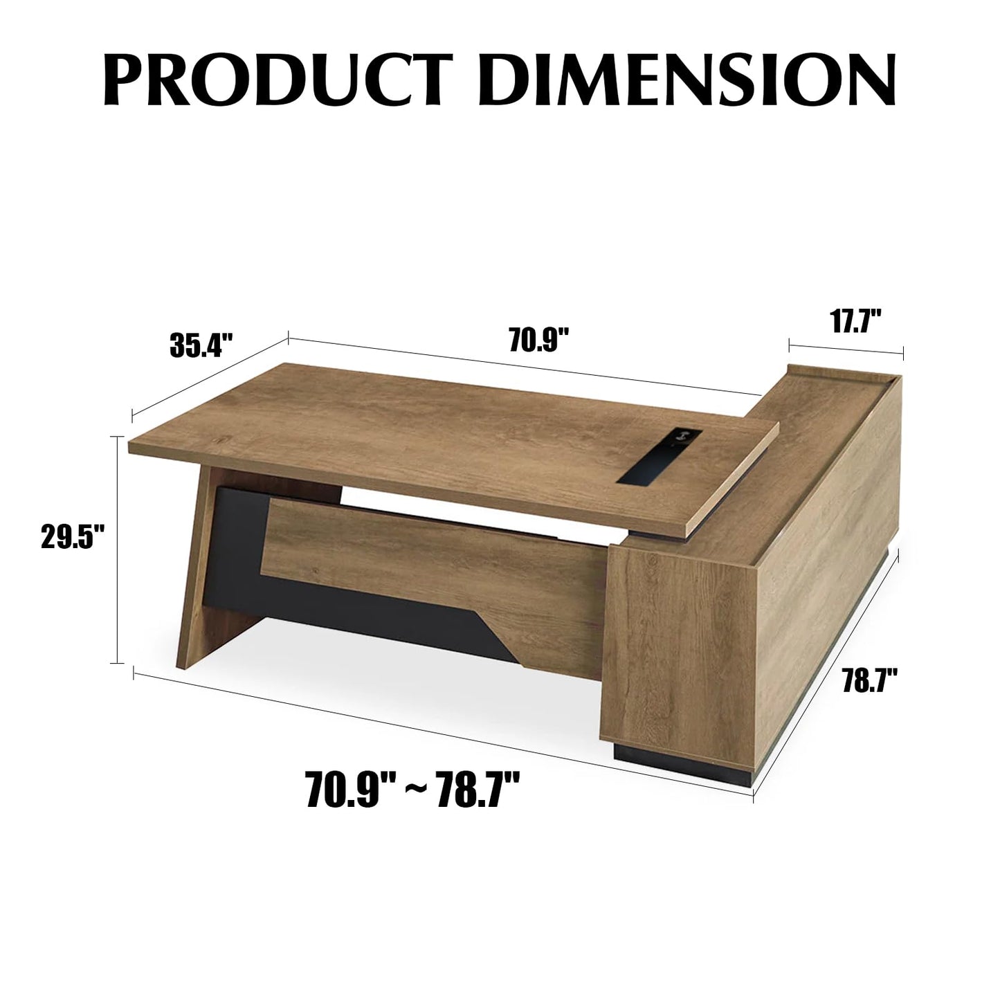 ONNAHOMEStlyle L-Shaped Executive Desk (71" or 79") | with Built-in Dual Charging & Wireless on Desktop | Drawers & Printer Space, Modern Office Desk for Home & Business Offices(Left)
