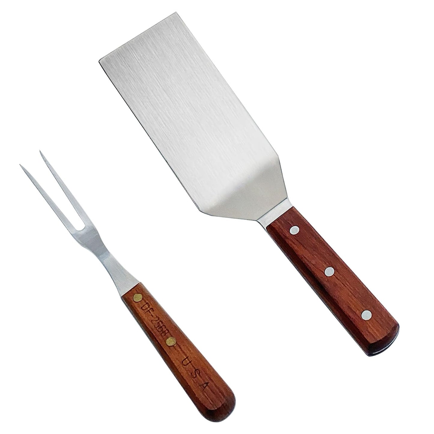 SUNRISE Stainless Steel Turner Spatula & Meat Fork 10.5" Fork + 6" x 3" Spatula