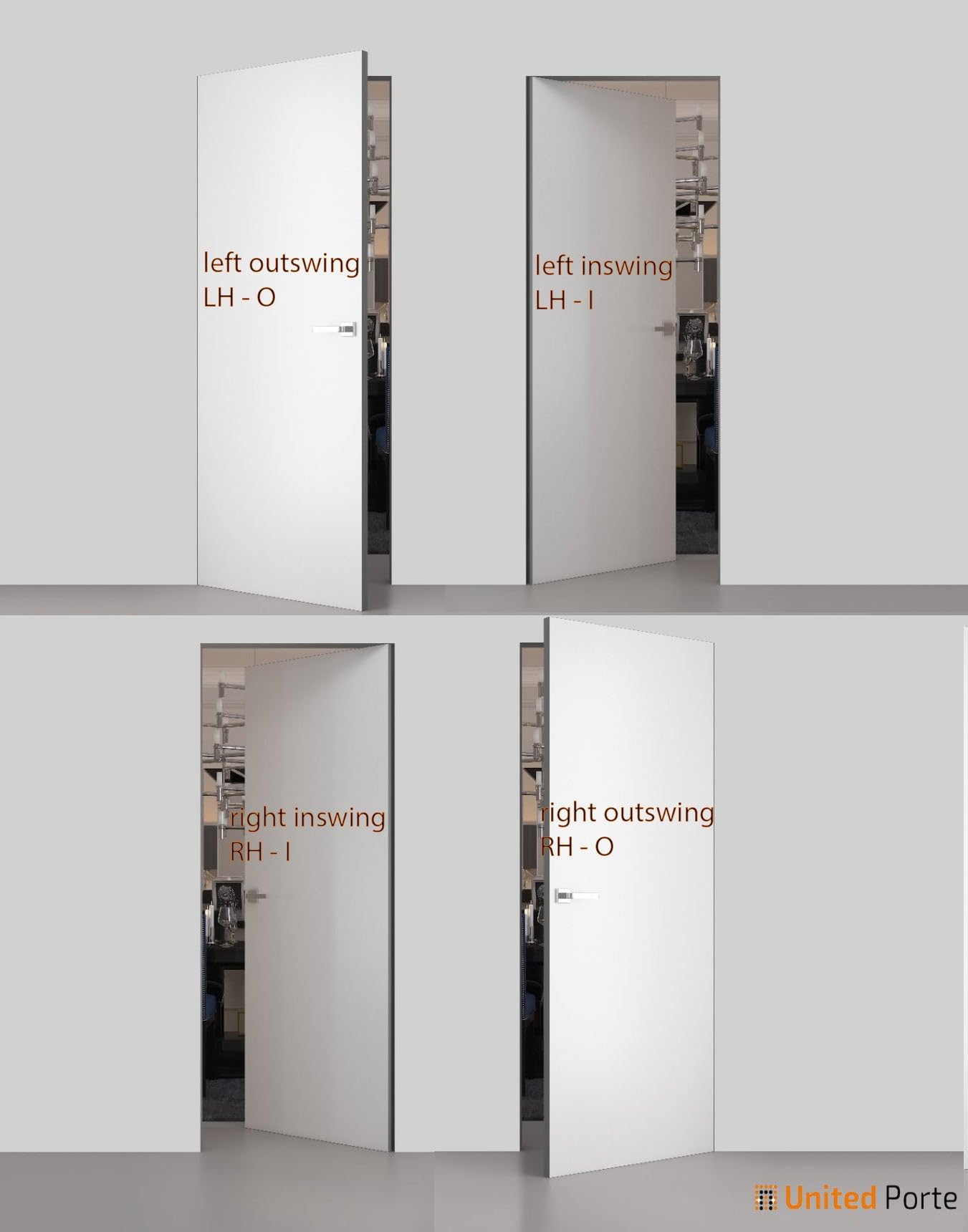 SARTODOORS Interior Invisible Solid Hidden Door with Handle | Planum 0010 Primed with Silver Hidden Frame 30" x 84" Right-Hand Outswing | Concealed Hinges Lock Handle | Modern Wood Frameless Doors